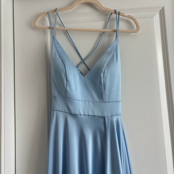 NWT leena for Mac Duggal Satin Strappy Gown 0 A Line Formal Black Tie Prom - Picture 6 of 16